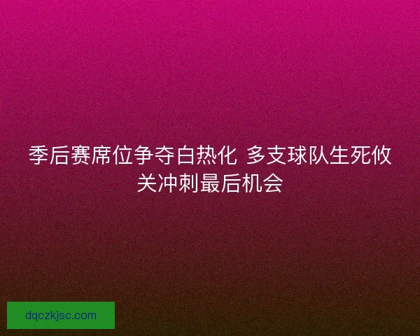 季后赛席位争夺白热化 多支球队生死攸关冲刺最后机会